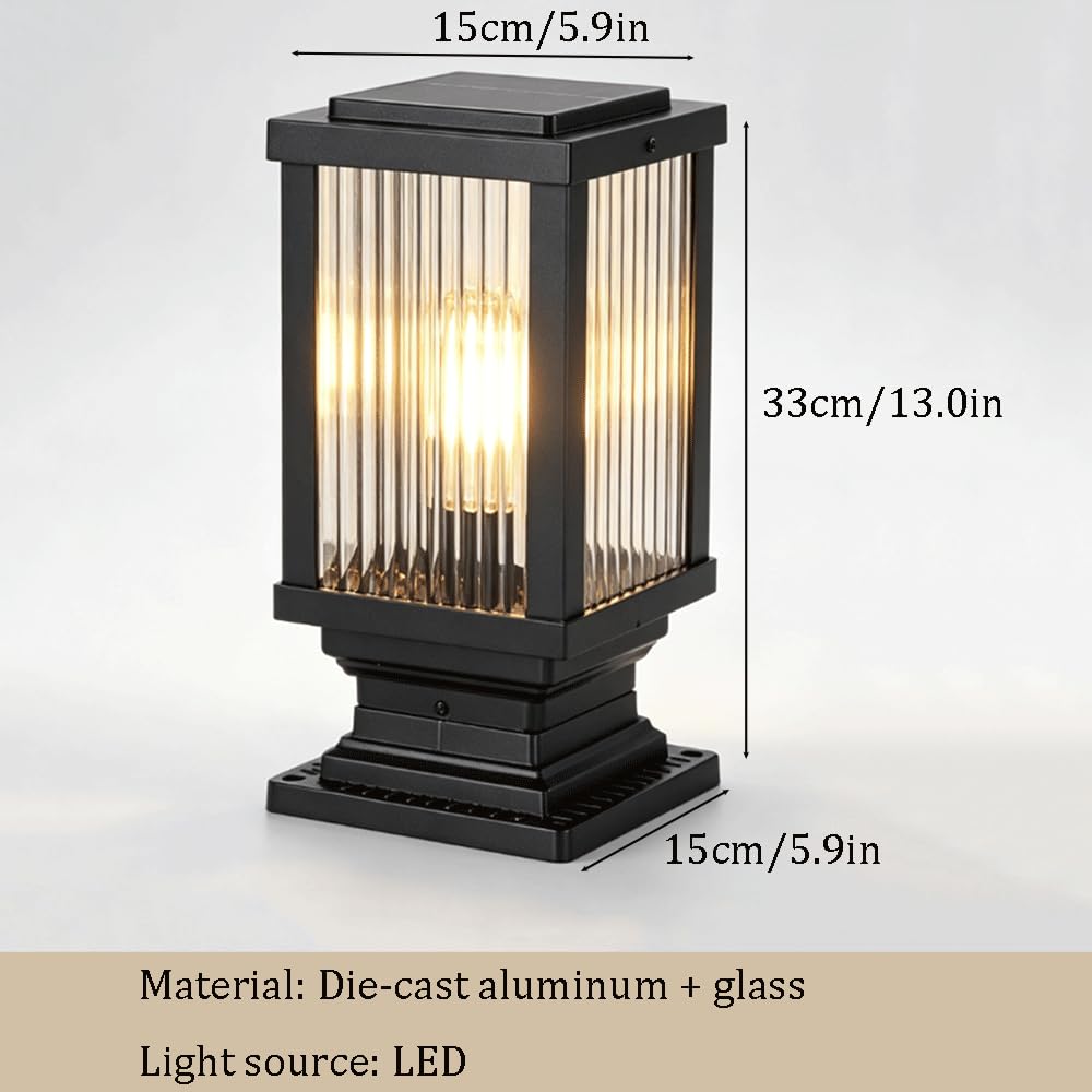 Lampes Solaires Pour Poteaux D'extérieur, Lanternes LED Étanches En Aluminium Moulé, Verre Haute Transparence, Résistantes Aux Intempéries Et Aux Tempêtes, Idéales Pour Jardin, Terrasse