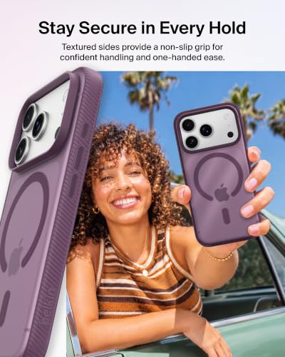 Image of Belkin Grip Case for iPhone 18 Pro / 17 Pro, MagSafe & Qi2 Compatible, Up to 2m Military-Standard Drop Protection, Anti-Slip Grip, Nano-Titan Technology, Camera Control, Burgundy