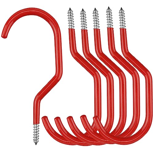 Garage Storage J Screw Hooks?6 Pack Heavy Duty Rubber Coated Extra-Large Bike Storage Hook Rack Stands Accessories Screw in Hook for Hanging Garage Ceiling Wall Bicycle Storage, Utility Tool Hanger