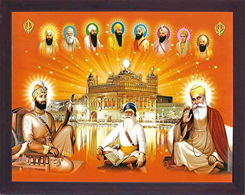 Imagine Mart Guru Nanak Dev Ji, Guru Govind Singh Ji With Baba Deep Singh Ji With Other eight guru And Golden Temple,Gift Purpose,Sikh