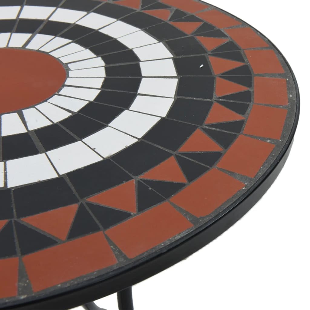 Tavolino da Bistrot Mosaico Ceramica Terracotta Bianco 50x70cm | Tavolo rotondo per terrazzo e veranda con piano decorato stabile e struttura in metallo facile da montare.