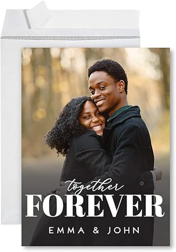 Andaz Press Tarjeta fotográfica personalizada de 8.5 x 11 pulgadas con sobre, tarjeta de felicitación personalizada Together Forever, tarjeta de