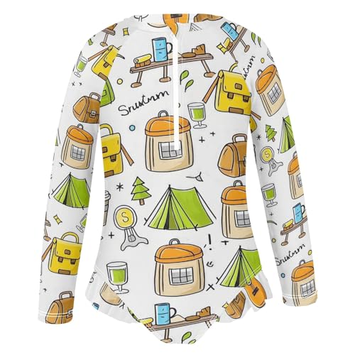 Toddler Swimsuit Girl Bathing Suit Swimwear Rash Guard Anime Cartoon Tools Long Sleeve 3T2