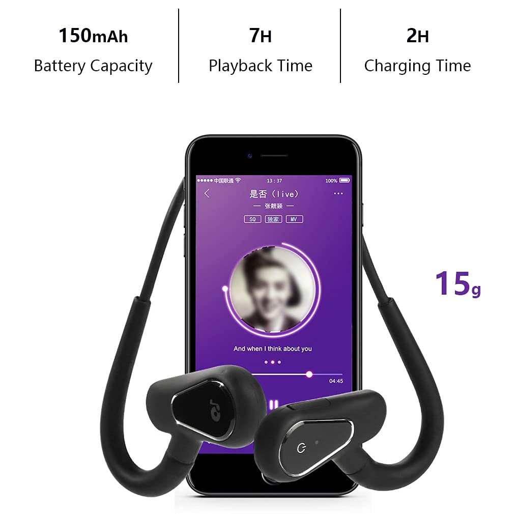 Bezprzewodowe słuchawki Bluetooth, otwarte ucho, sportowe słuchawki IPX5, wodoodporne odtwarzacz MP3, zestaw słuchawkowy stereo z pamięcią 16 GB, lekkie, bezprzewodowe słuchawki do biegania,