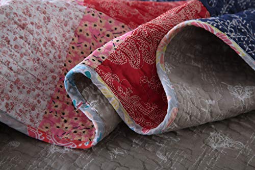 Qucover Multicolor Geometric Patchwork Bedspread Quilt Sets 3-Pieces, Queen Size | Qucover Multicolor Geometric Patchwork Bedspread Quilt Sets 3-Pieces, Queen Size - Image 7