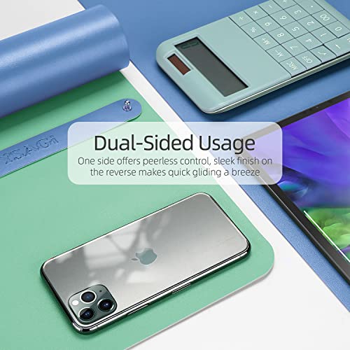 Image of YSAGi Office Desk Pad, 23.6 inch x 13.7 inch Ultra Thin Waterproof PU Leather Mat, Laptop Protector for Keyboard and Mouse, Writing Pad for Office and Home (Azure Blue+Green)