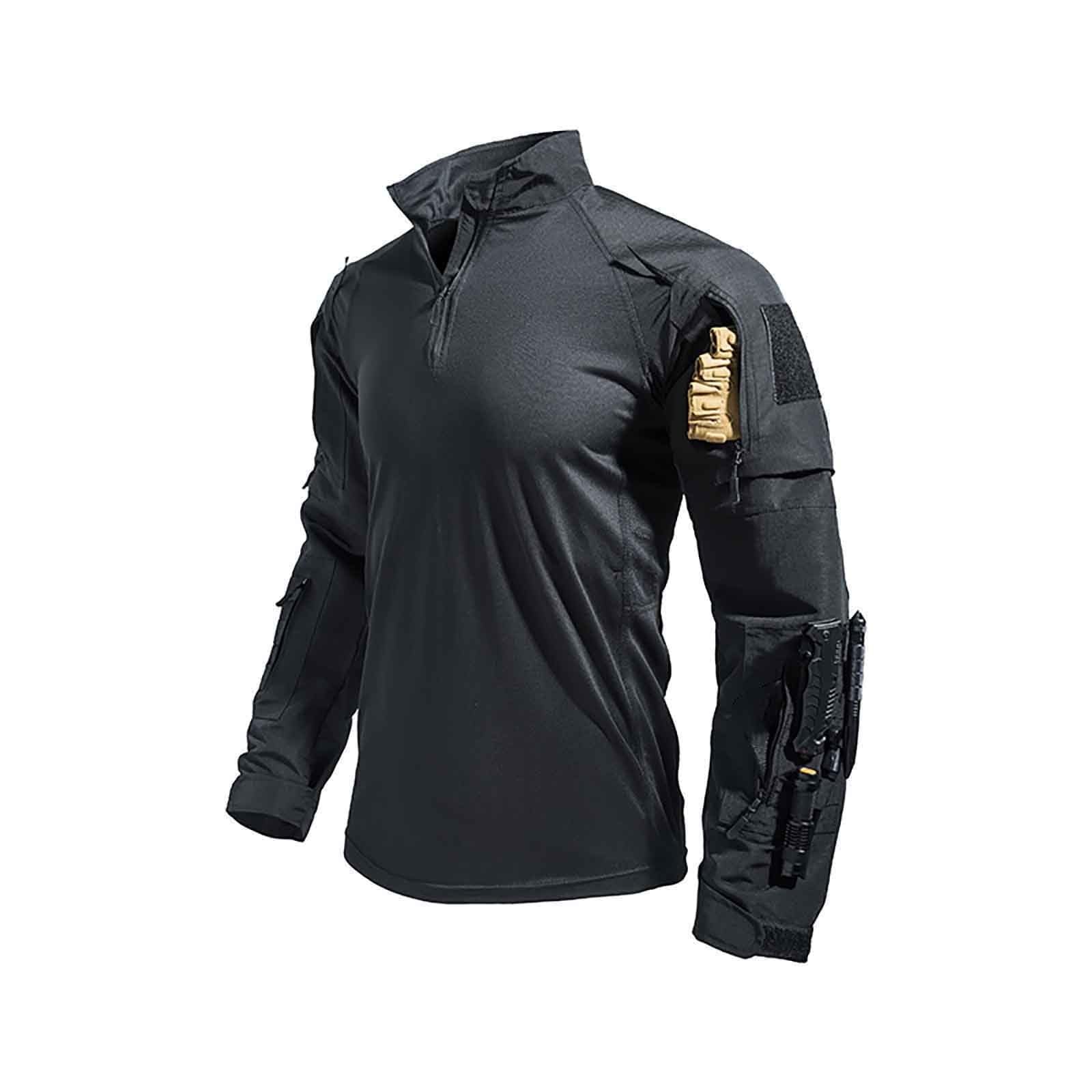 Genérico Camiseta para Hombre con Cuello En V T Shirt Algodon Camisetas Ajustadas y Pantalón de Entrenamiento Técnico Transpirable Elástico Múltiples Bolsillos