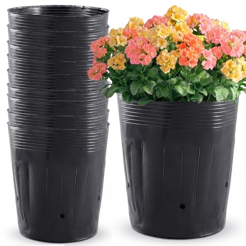 Ferrochef 10 Pcs 10 Gallon Flexible Large Nursery Pots for Plants Soft PE Plastic with Drainage Holes Foldable Planting Bags for Transplanting Vegetables Flowers Herbs Indoor Outdoor Gardening