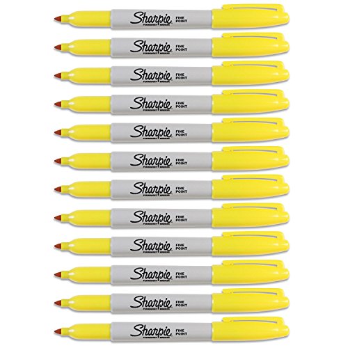 Sharpie Fine Point Permanent Markers 12 Yellow Markers(30005)