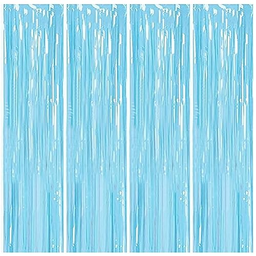 Qikaara Lametta Vorhänge Curtains-Blue-4pcs