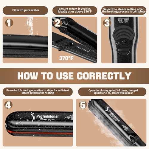 Professional Salon Ceramic Tourmaline Vapor Steam Flat Iron Hair Straightener and Curler