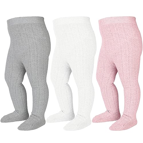 Image of Mini angel Baby Tights Cable Knit Tights Baby Leggings Seamless Cotton Stockings Pantyhose 3/4 Pack for Infants Toddlers 0-5T