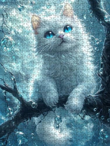Puzzles de decoración gato blanco 1000 piezas rompecabezas adultos juego educativo
