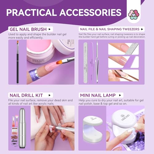 SAVILAND Conjunto de gel Builder com broca de unha – 3 peças de gel rígido (VE&VB5&Kerain) Gel de un