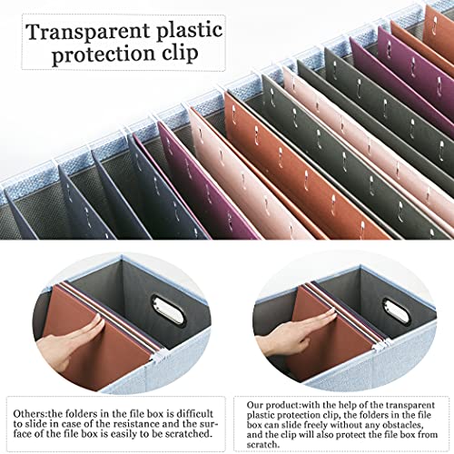 Oterri File Storage Organizer Box,Filing Box,Portable File Box With Lid,Fit For Letter/Legal File Folder Storage, Easy Slide Durable Hanging File Box For Office/Decor/Home,1 Pack,Sky-Blue-Box Only #TOP1