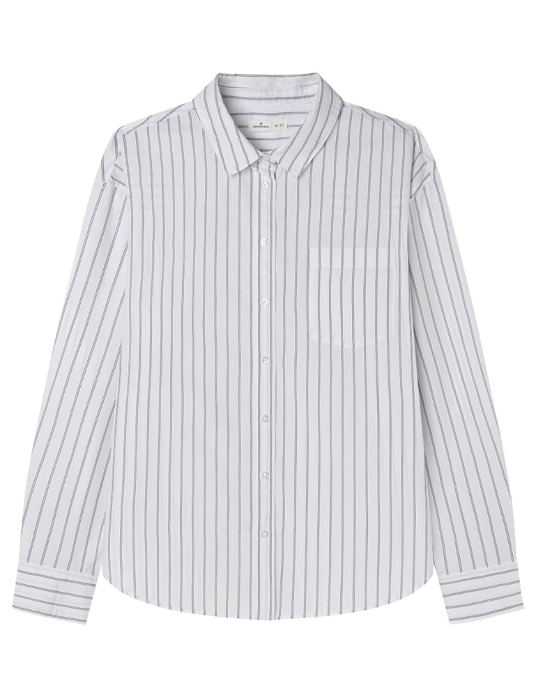 Springfield Women's Blusa Oversize de popelín con Rayas Blouse, Multicolor,