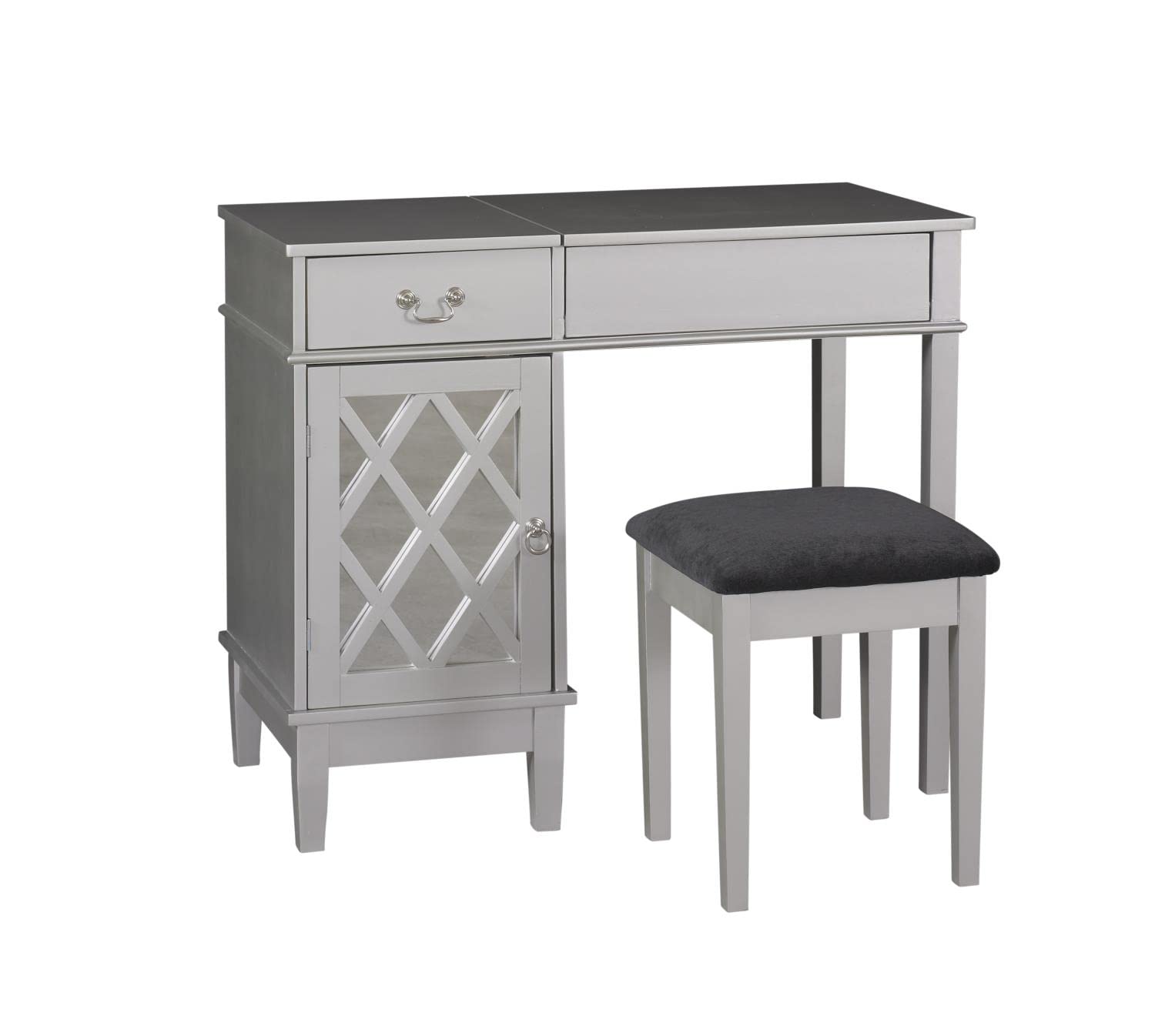 Amazon.com: Sandra Lattice Silver Vanity Set by Linon : Home  display picture 1