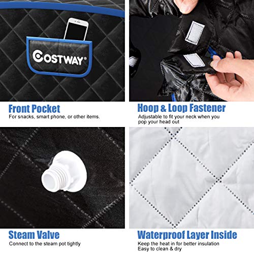 image for COSTWAY Portable Steam Sauna, 2L Folding Home Spa Sauna Tent for Weigh