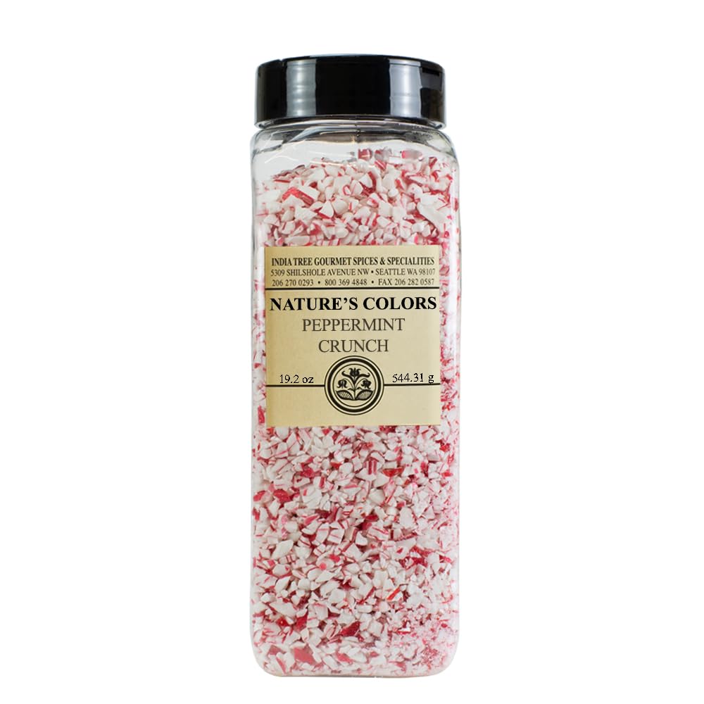 Peppermint Crunch | Dye-Free Red & White Sprinkles for Cakes by India Tree – 1.4 Lb, Red & White