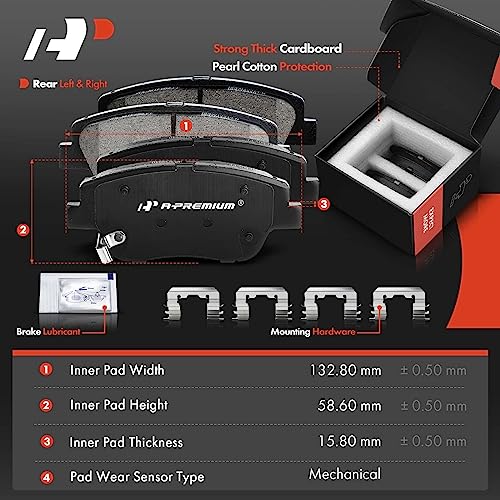 A-Premium Front and Rear Drilled and Slotted Disc Brake Rotors + Ceramic Pads Kit Compatible with Select Kia and Hyundai Models - Optima, Sonata 2011 2012 2013 2014 2015, 12-PC Set - Image 5