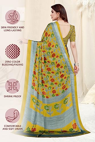 Image of MIRCHI FASHION Saree for Woman Chiffon Floral Printed | Lightweight Daily Wear Women's Sari with Unstitched Blouse Piece (Available in 20 Colors)