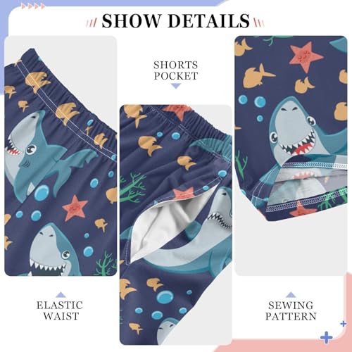 Sea Shark Coral Boys Long Pants Soft Trousers Elastic Waist Kids Lounge Bottoms with Pockets S-XL4