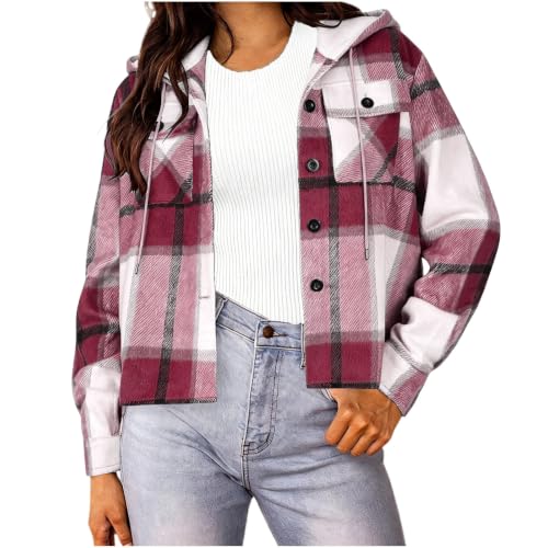 Numaller Plaid Jacket Women Button Down Long Sleeve Cropped Fall Coats - image 1