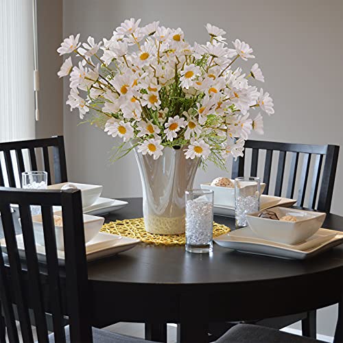 Image of EVER WIN Artificial White Flowers for Decoration Table Centerpieces - Silk Faux Flowers Daisies Colorful Flowers Bouquets with Stems for Table Centerpieces Decoration Outdoors - 12 Bundles