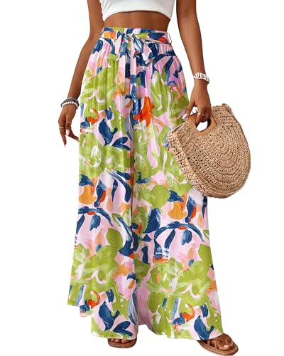 Image of Bsubseach Women Wide Leg Pants Floral Flowy Palazzo Pants