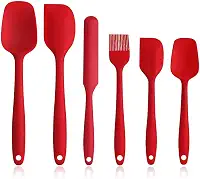 Kit de colheres escumadeiras e espatulas de silicone 6 peças (VERMELHO)