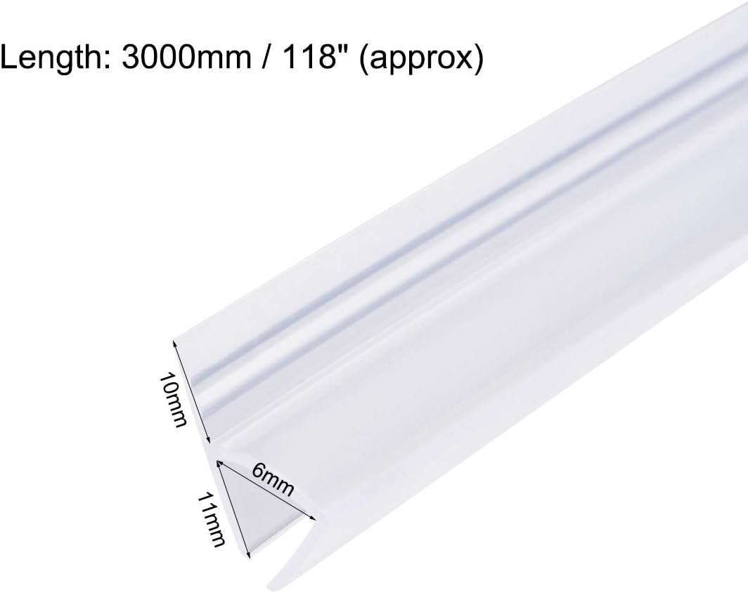 sourcing map Frameless Glass Shower Door Sweep, Door Bottom Side Seal Strip h-Type with 3/8-Inch(10mm) Drip Rail - Image 4