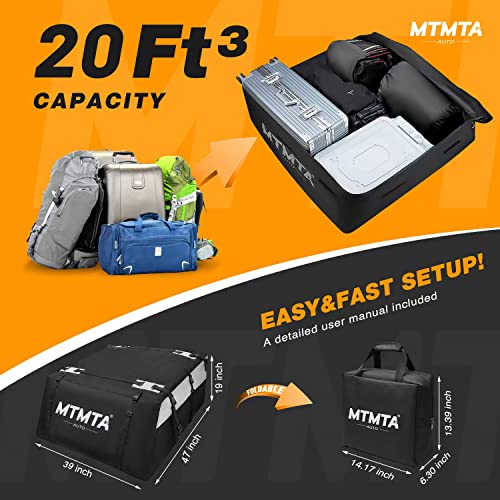 Rooftop Cargo Carrier With 100% Waterproof, Heavy Duty 900D Tear Resistant Car Roof Bag, Car Top Carrier Compatiable With All Vehicle+Anti-Slip Mat/6 Door Hooks/Storage Bag/Luggage Lock #TOP2