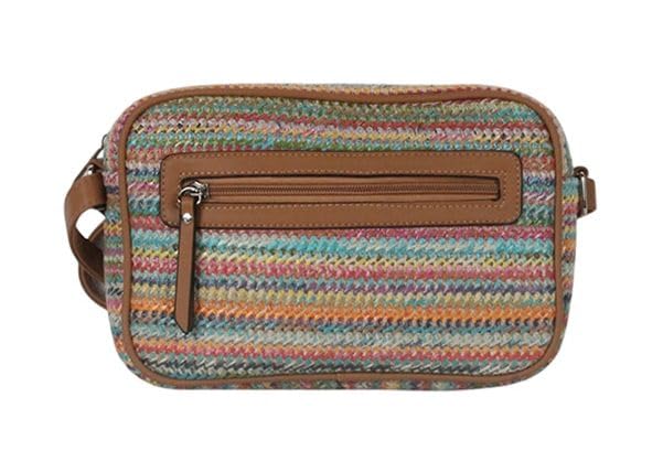 Sac à bandoulière femme petit format multicolore élégant raphia