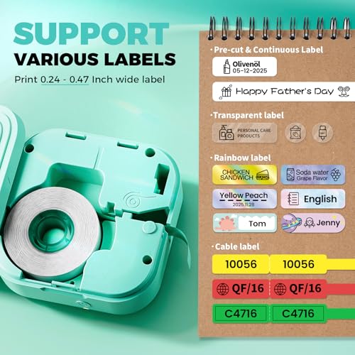 Image of Label Maker Machine with Tape, Mini Label Maker with Lots of Style Templates for Home Office School, Small Label Printer Compatible with iOS Android