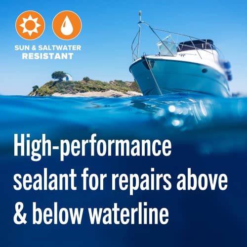 Image of Marine Sealant and Adhesive, Waterproof Marine Grade Caulk, High Temp | Water Sealant for Boat, Auto, RV, Without Silicone, 1 Tube, Gray, 10 oz (Pack of 2)