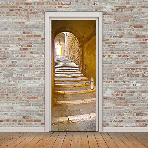 Tifege 3D Door Sticker Wall Decals Mural Wallpaper European Stone Step Door Diy Art Home Decor Decoration 30.3X78.7 Dm016 #TOP26