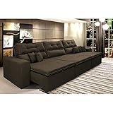 Sofá Cairo 3,52m Retrátil, Reclinável com Molas no Assento e 6 Almofadas Tecido Suede Café - Cama Inbox