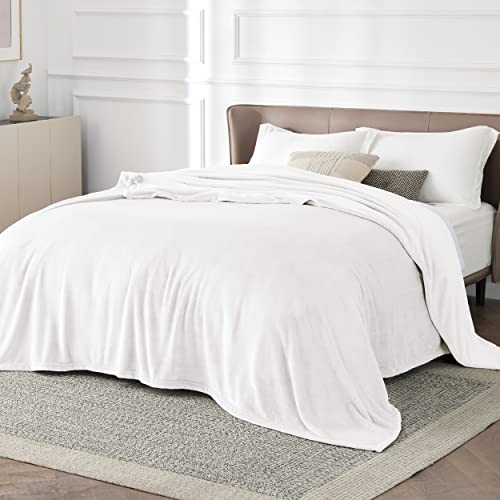 Image of Bedsure GentleSoft Fleece Blanket California King White - Lightweight Plush Fuzzy Cozy Soft Bed Blankets, 102x96 inches