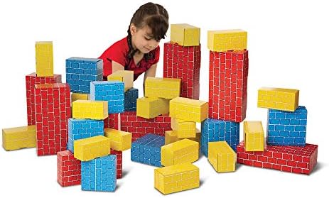 Melissa & Doug Jumbo Extra-Thick Cardboard Building Blocks - 40 Blocks in 3 Sizes - Jumbo Extra-Thick Cardboard Pretend Brick Blocks For Building