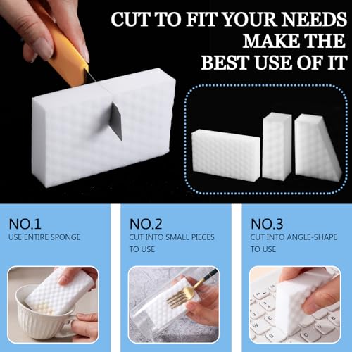 Image of Sosation 400 Pack Magic Sponge Erasers, 2X Density New Nano Material Melamine Sponge Bulk, Strong Durable Magic Sponges Eraser Cleaning Supplies Cleaner for Kitchen Bathroom Bathtub Sink Wall Cleaner