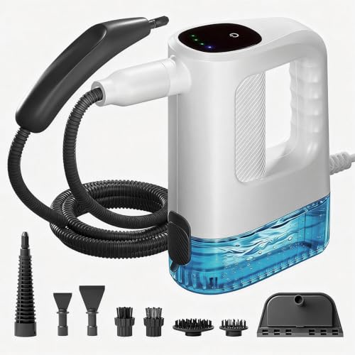 Steam Cleaner, 400ml Portable Steamer for Cleaning with 14 Accessories, 1200W Handheld Steam Cleaner with 47in Cleaning Hose for Home Car Bathroom Floor Wallpaper Furniture Tile Grout Carpet Cleaning by Hombasing - Used condition - US$35.30