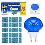 Mückenstecker Steckdose mit 30 Nachfüllpackung,Anti Mücken Stecker,Mückenschutz Steckdose,Sanftes Mückenschutz Set mit Thermostatikontrolle & Einfacher Bedienung für Schlafzimmer und Wohnzimmer