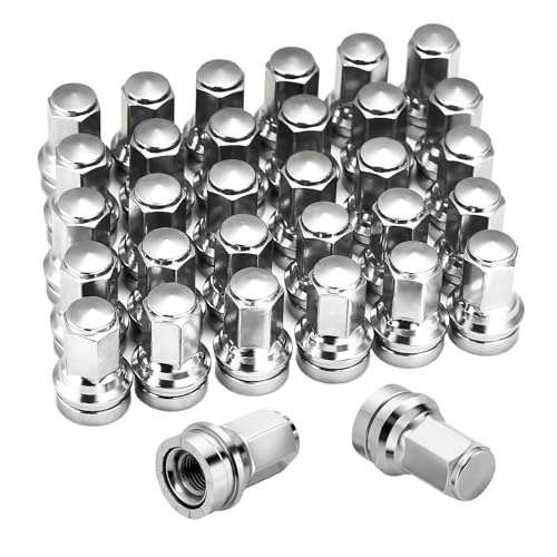 M14*1.5 Ford F250 Lug Nuts 32Pcs Replacement for 2017-2024 Ford F250/F350/F450/F550/F600 21mm Hex 48mm Length Chrome OEM Factory Style Wheel Nuts with Attached Washers HCPZ-1012-B HCPZ-1012-A