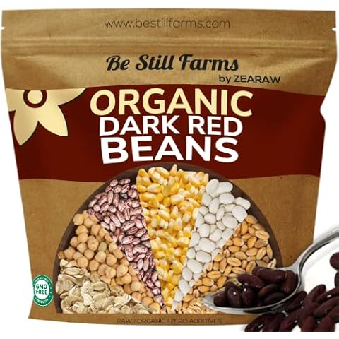 Be Still Farms Organic Dark Red Kidney Beans (4,8lb) - No Salt Bean Bulk Sproutable - Ideal for Soup, Salad, Nachos - High in Protein & Fiber | USA Grown | USDA Certified | Vegan | Non-GMO | Gluten Free Cover