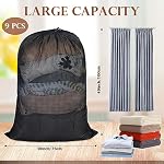Windyun Mesh Laundry Bag, 9 Pcs 30" x 40" Heavy Duty Large Mesh Laundry Bags Drawstring Lockable Laundry Hamper Liner Machine Washable Bag for Travel Dorm Home College Storage Apartment(Black) - Image 2