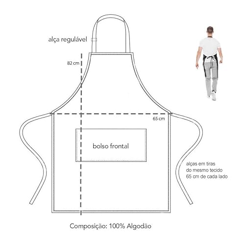 Avental Jeans com Bolso Cozinha Bar Jardinagem Unissex