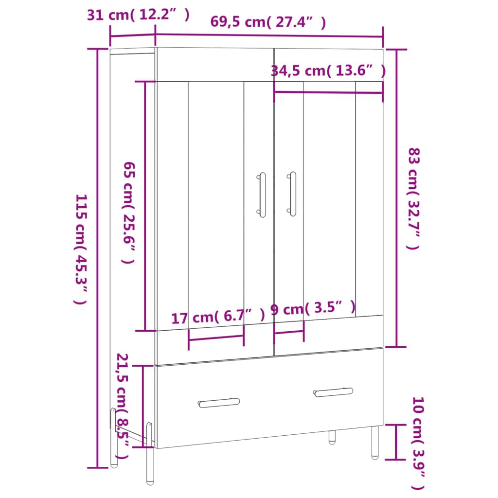 vidaXL Credenza Grigio Cemento 59x39x80 cm in Legno Multistrato
