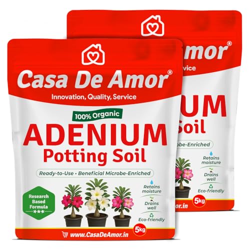 Image of Casa De Amor Organic Adenium & Desert Rose Potting Soil - Ready-to-Use, Microbe-Enriched Formula for Superior Drainage, Moisture Retention & Healthy Growth (10 KG)