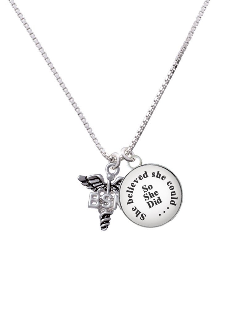 Working Women Rock Caduceus - BSN - She Believed She Could So She Did Necklace