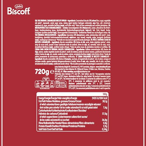 Lotus Biscoff | Süßer Brotaufstrich | Cremig | Karamellisierter Keksgeschmack | Vegan | Nussfrei | Kein Zusatz von Aromen oder Farbstoffen | PET Glas | 720g